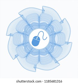 Light blue passport rossete with mouse icon inside