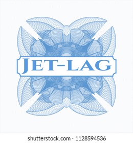 Light blue passport rossete with text Jet-lag inside