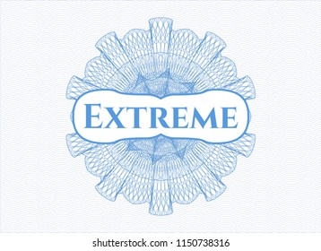 Light blue passport rossete with text Extreme inside