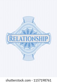 Light blue passport rossete with text Relationship inside