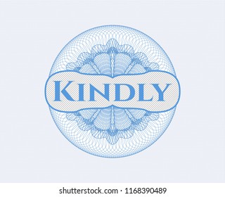 Light blue passport rossete with text Kindly inside