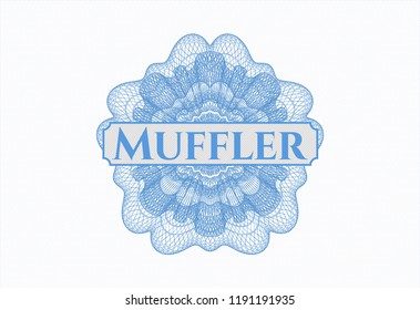 Light blue passport rossete with text Muffler inside