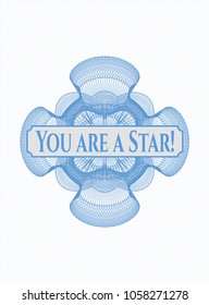 Light blue passport rosseteLight blue abstract rosette with text You are a Star! inside with text You are a Star! inside