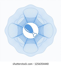 Light blue passport style rosette with chicken leg icon inside