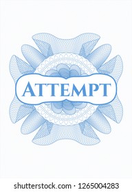 Light blue passport style rosette with text Attempt inside