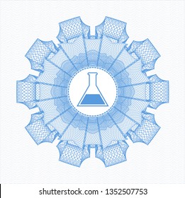 Light blue passport style rosette with test tube icon inside