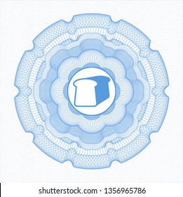 Light blue passport style rosette with bread icon inside