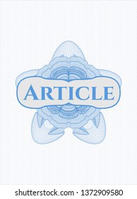 Light blue passport style rosette with text Article inside
