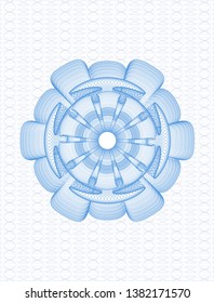 Light blue passport style rosette. Vector Illustration. Detailed.