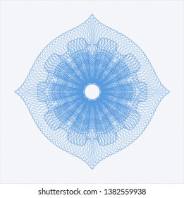 Light blue passport style rosette. Vector Illustration. Detailed.