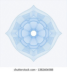 Light blue passport style rosette. Vector Illustration. Detailed.