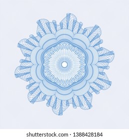 Light blue passport style rosette. Vector Illustration. Detailed.