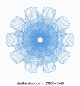 Light blue passport style rosette. Vector Illustration. Detailed.