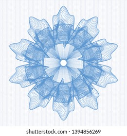 Light blue passport style rosette. Vector Illustration. Detailed.