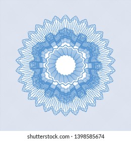 Light blue passport style rosette. Vector Illustration. Detailed.