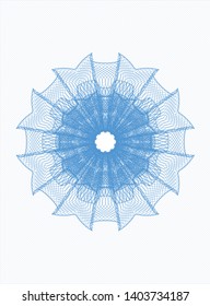 Light blue passport style rosette. Vector Illustration. Detailed.