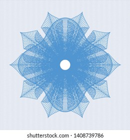 Light blue passport style rosette. Vector Illustration. Detailed.