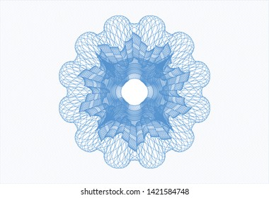 Light blue passport style rosette. Vector Illustration. Detailed.