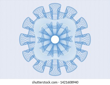 Light blue passport style rosette. Vector Illustration. Detailed.