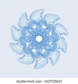 Light blue passport style rosette. Vector Illustration. Detailed.