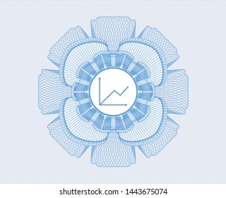Light blue passport style rosette with chart icon inside
