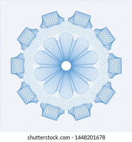 Light blue passport style rosette. Vector Illustration. Detailed.