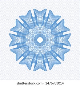 Light blue passport style rosette. Vector Illustration. Detailed.