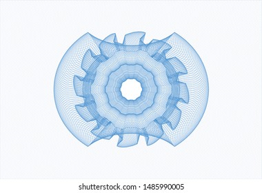 Light blue passport style rosette. Vector Illustration. Detailed.