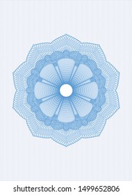 Light blue passport style rosette. Vector Illustration. Detailed.