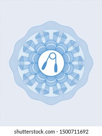 Light blue passport style rosette with hand gripper icon inside
