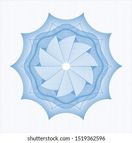 Light blue passport style rosette. Vector Illustration. Detailed.