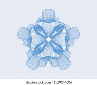 Light blue passport style rosette. Vector Illustration. Detailed.