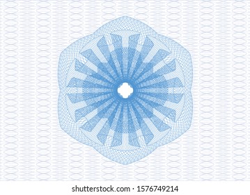 Light blue passport style rosette. Vector Illustration. Detailed.