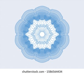 Light blue passport style rosette. Vector Illustration. Detailed.