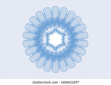 Light blue passport style rosette. Vector Illustration. Detailed.