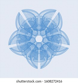 Light blue passport style rosette. Vector Illustration. Detailed.