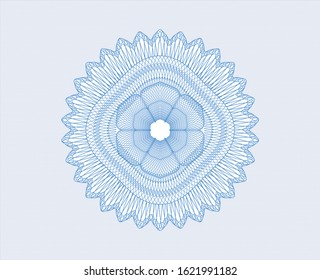 Light blue passport style rosette. Vector Illustration. Detailed.