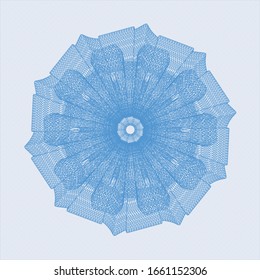 Light blue passport style rosette. Vector Illustration. Detailed.