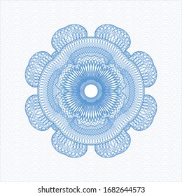 Light blue passport style rosette. Vector Illustration. Detailed.