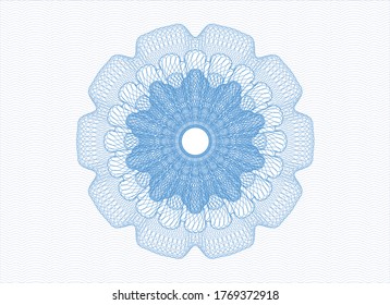 Light blue passport style rosette. Vector Illustration. Detailed. 