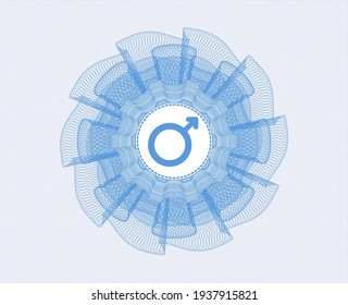 Light blue passport style rosette. with male icon inside