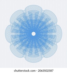 Light blue passport style rosette. Vector Illustration. Detailed. 