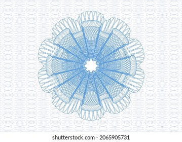 Light blue passport style rosette. Vector Illustration. Detailed. 