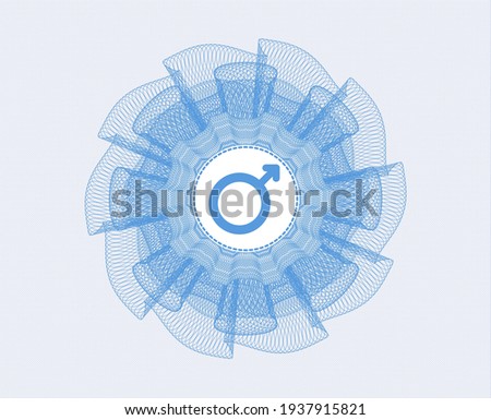 Light blue passport style rosette. with male icon inside