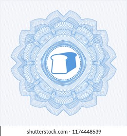 Light blue passport style rossete with bread icon inside