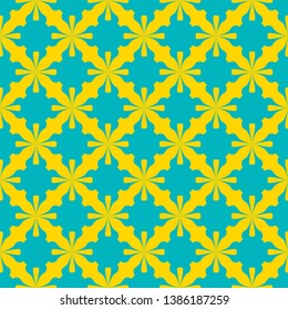 Light blue pattern on yellow background. Seamless pattern. Abstract vector.