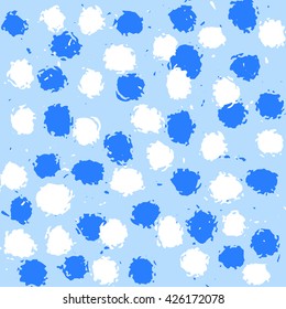 Light blue pattern with white and blue spots. Vector seamless