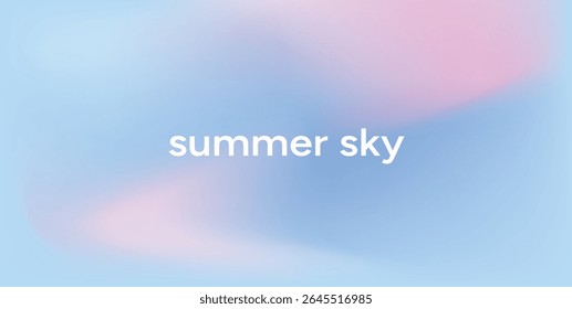 Light Blue and Pink Blur Gradient with Soft Pastel Abstract Sky. Summer Background with Smooth Cloudy Texture. Calm Defocused Shape. Vector Illustration.