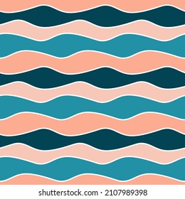light blue pink deep blue white waves seamless pattern