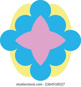 Light Blue Pink Simple Geometric Flower Element